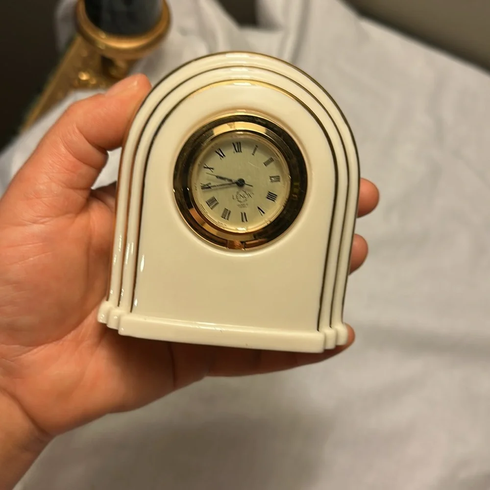 Elegant Gold and Cream LENOX Table Clock